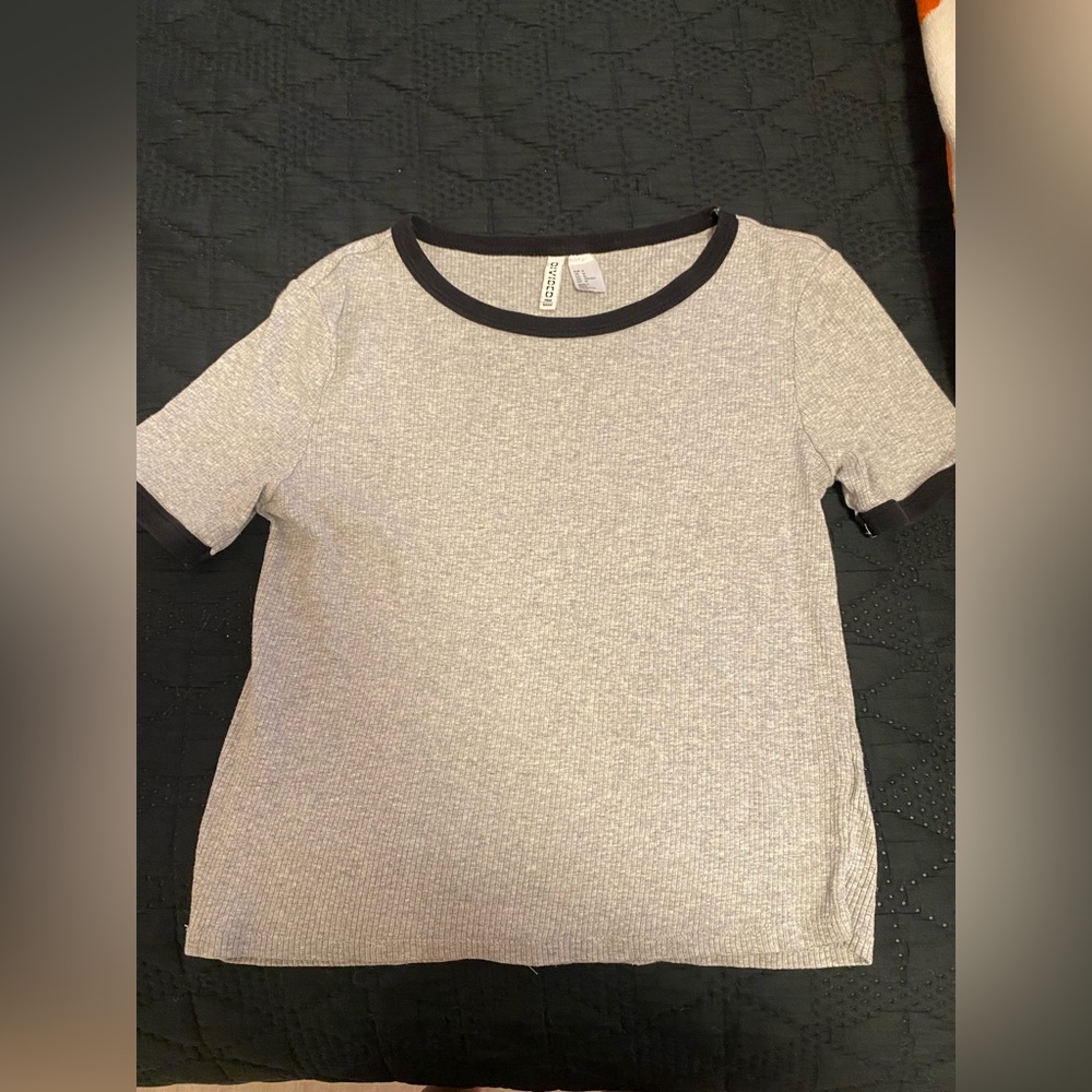 Gray Shirt with Black Trim
